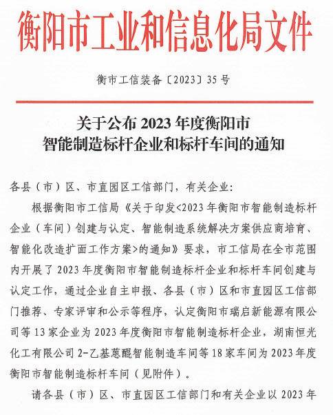 衡阳市智能制造标杆企业